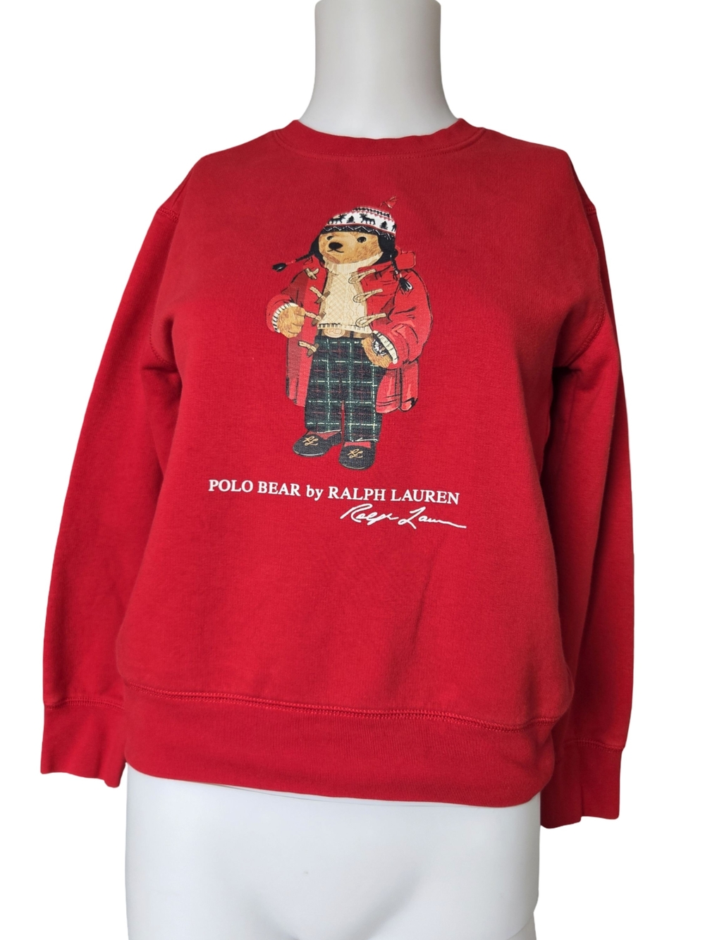 Polo Ralph Lauren Red Polo Bear Sweatshirt Crew Neck Youth Kids Size Medium